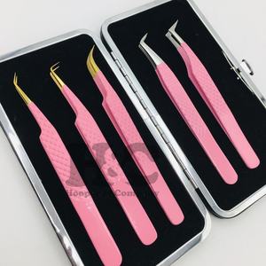 Pinzas rosas Acero inoxidable Logotipo personalizado Volumen de pestañas Pinzas de pestañas sostenibles Pinzas de extensión de pestañas MINK - Product Image 3