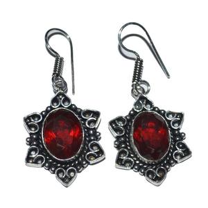 Pendientes de cuarzo rojo moda tradición india al por mayor pendientes de piedra de cristal para mujer - Product Image 1
