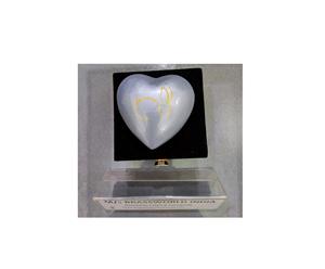 Cœur bleu en aluminium peint à la main avec lapin orange, 1 pièce, fournitures d'inauguations pour la création de lapin, urn, création - Product Image 1