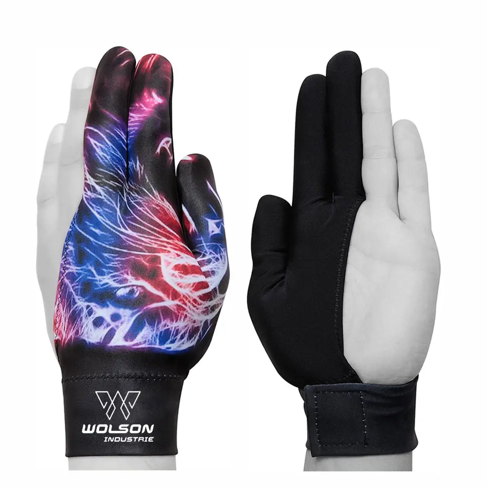 Drie Vingers Biljart Handschoenen Vrouwen Mannen Drie Vinger Custom Logo Zwembad Accessoires Snooker Biljart Sublimatie Handschoenen