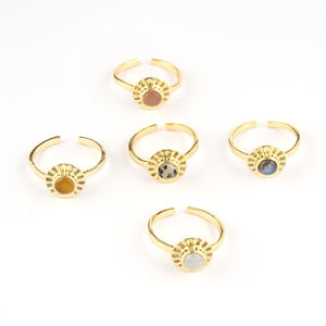 แหวนพลอยธรรมชาติปรับแต่งได้แหวนดีไซน์ลายดอกไม้ลาบราดอไรต์ดูหรูหราทำจากทองเหลือง18K ชุบทองง่ายใส่ได้ทุกวัน - Product Image 4