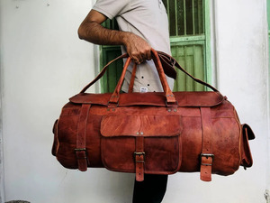 Bolsa de viaje de gran capacidad de cuero genuino Unisex, bolsa de lona de noche de estilo Vintage personalizado para niños y niñas, todos tus fines de semana - Product Image 3