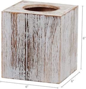 ไม้ Distressed ไม้สแควร์กล่องกระดาษทิชชูตกแต่งห้องน้ําใบหน้าผู้ถือกล่องกระดาษทิชชูบ้านไร่ - Product Image 1