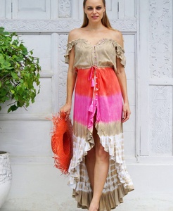 Vestido de Playa de Verano con Estampado Tie-Dye de Rayón para Mujer, Estilo Resort - Product Image 1