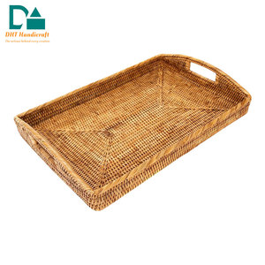 Handcrafted Bamboo Rattan Serving Trays <b>Light</b> Luxury <b>Small</b> Snack Plates Pastry Storage Tray Wholesale From Vietnam - Product Image 4