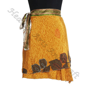 Mini faldas envolventes mágicas de seda Saree, el mejor precio de venta al por mayor - Product Image 4