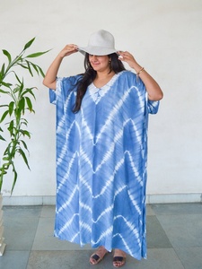 Vêtements de plage décontractés Tie Dye Longue longueur et ample Robe caftan ajustée Maillot de bain parfait Cover Up Bohemian Maxi Dress - Product Image 4