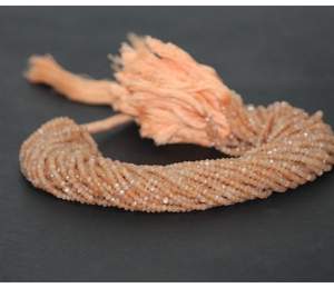 Perles de pierre de lune pêche naturelle de 3 mm facettées en forme de rondelle, qualité AAA+, certifiées IGI, brin unique de perles de pierre, Vivaaz Gems - Product Image 2