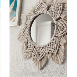 Wholesale 2024 Customized Lovely Macrame Round Decorative <b>Mirror</b> Modern Boho Home Decor <b>Wall</b> <b>Hanging</b> - Product Image 1