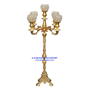 Candélabre en relief Bougeoir à 5 bras pour centres de table de mariage Candélabre fait main en aluminium nouveau design pour la décoration de fête - Product Image 6