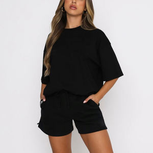 Ensemble de vêtements de sport grande taille pour hommes T-shirts en spandex respirant Short bermuda moyen T-shirts de bodybuilder tricotés Motif de fermeture à cordon - Product Image 1