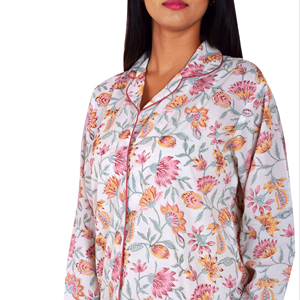 Conjunto de pijamas indio de algodón con estampado de bloques a mano para mujer, ropa de dormir tejida de temporada de primavera, estilo PJ hecho a mano en la India - Product Image 3