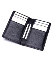 Funda de cuero PU con logotipo personalizado, tarjetero de identificación, BILLETERA, Color negro