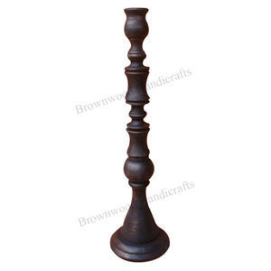 Impress Your Guests With Stunning Beauty of Solid Mango Wood Hand Carved <b>Candle</b> Holder <b>Pillar</b> at Wholesale Price Low MOQ - Product Image 1