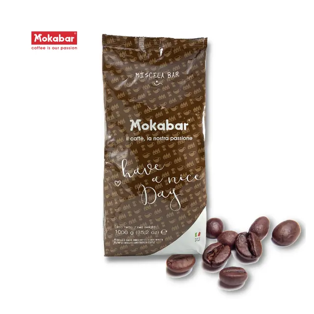 Mokabar grãos de café italianos, 1 kg, mistura de 90% grãos de café arábia marrom para hotéis