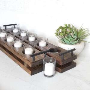 Soporte de luz de velas de té decorativo de madera para 3, 4 y 5 velas - Product Image 4