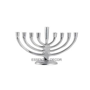 Menorah — métal plaqué Nickel, fait à la main, nouveau Design, décoration de noël, 1 pièce - Product Image 1