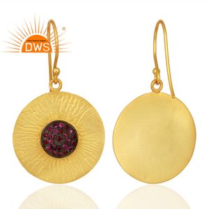 Boucles d'oreilles en pierres précieuses rubis naturelles, fabrication de bijoux, 925, plaqué or, argent, vente en gros - Product Image 3