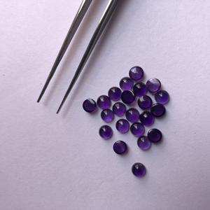 Pierres d'améthyste africaines naturelles de 5mm Semi-précieux rond lisse cabochon calibré en vrac pierres précieuses prix d'usine en gros en ligne - Product Image 2