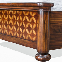 Base de Cama Tradicional de Caoba Sólida Batique, Diseño Clásico, Muebles de Dormitorio, Cama de Madera de Lujo para Hogar y Hotel