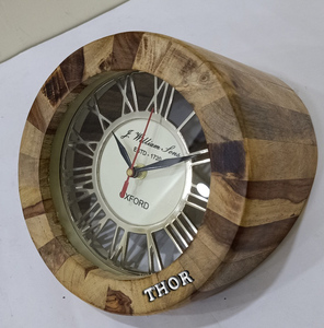 Haute qualité en bois naturel horloge de Table ronde artisanat décor à la maison pour salon et chambre mur qualité métal matériel - Product Image 2