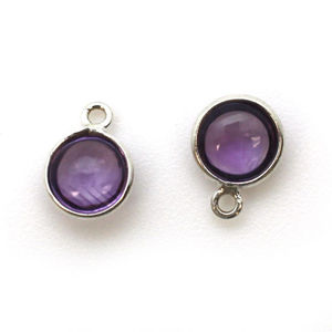 Pendentif Améthyste Forme Ronde 6X6MM Cabochon Petit Argent Sterling 925 Améthyste Charme Bijoux Fait Main Violet Améthyste Pendentif - Product Image 2