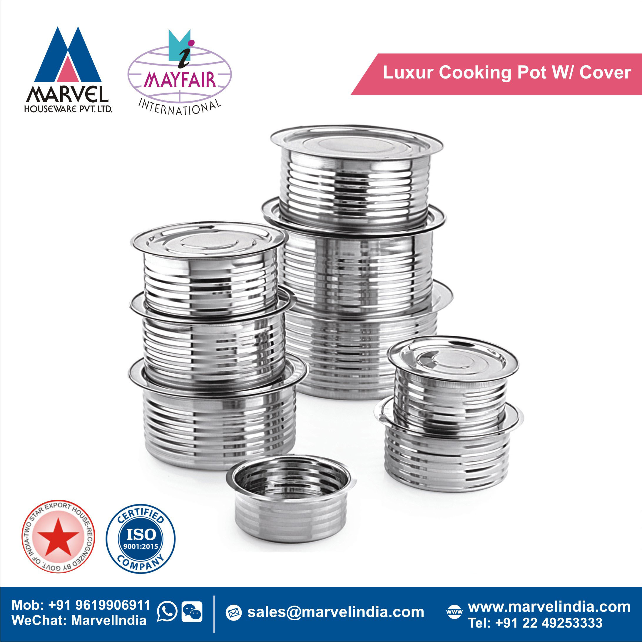 Stainless Steel Chrome Modern Luxury Cookware Kitchenware Cooking Pot Set Cover Mirror Polished 14-39.5 CM Eco-Friendly Food · image 3