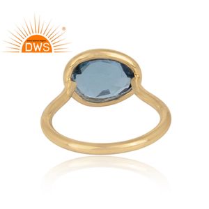 ผู้ผลิตแหวนพลอยบลูโทแพซทรงเหลี่ยมหรูหรา เครื่องประดับเงิน - Product Image 4