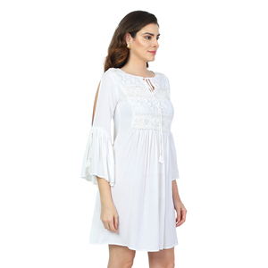 Robe décontractée élégante à motif Paisley solide pour femmes pour les vacances de printemps et d'été-longueur au genou tissé lavable naturel - Product Image 3