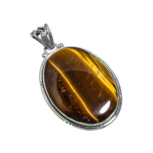 Venta al por mayor 925 colgante de plata esterlina sólida Natural elegante corte ovalado Ojo de Tigre lindo bisel ajuste elegante joyería de moda para - Product Image 1