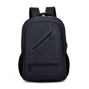 Mochila rolante de nylon para laptop, atacado, bolsa de enrolar, preta, viagem, à prova d' água, de longa duração, para homens e mulheres