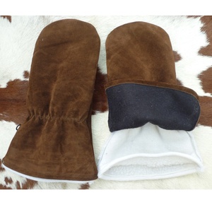 Top quality Brown color New style Genuine Cowhide Leather Fur lining Winter ski heated gloves USA 2023 - Product Image 6
