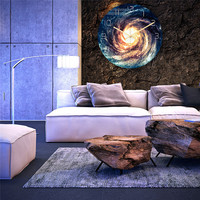 Horloge de ciel étoilé cosmique au design moderne Décoration murale en quartz pour la maison Montre de temps en acrylique muet avec étoiles de l'univers pour le salon