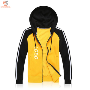 เสื้อสเวตเตอร์ผ้าฝ้าย100% มีฮู้ดระบายอากาศได้ดีมีซิปพิมพ์ลายแถบสีสำหรับฤดูหนาว - Product Image 5