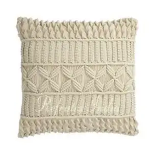 Funda de cojín de macramé, diseño de lujo, proveedor y fabricación a granel de refractex, India, hecha en la India, calidad de Bast y precio bajo - Product Image 1