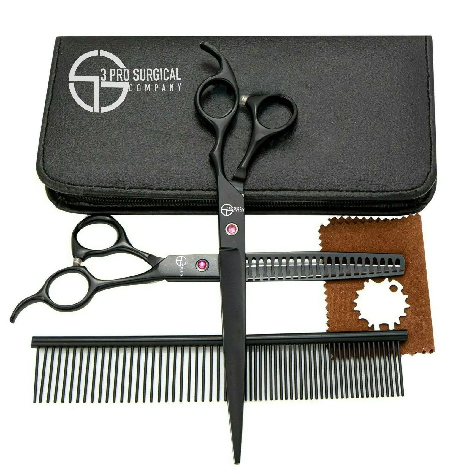 Professional Pet Grooming Hair Cutting Dog Cat Fur Thinning Scissors Shears Set 3 Pro Surgical