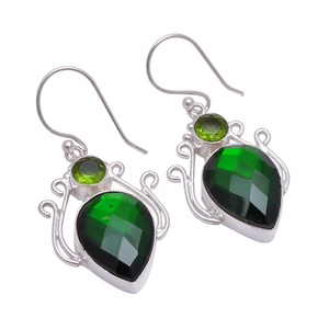 ต่างหูชุบเงินแท้925ต่างหูควอตซ์โกเมนโกเมนอัญมณีควอตซ์เครื่องประดับผู้ผลิตกำหนดเองต่างหูพลอย - Product Image 2