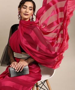 Saree en soie Banarasi avec chemisier non cousu imprimé de fleurs avec coloré en vêtement ethnique exportation ethnique - Product Image 6