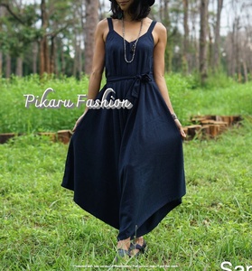 จั๊มสูทผ้าฝ้ายคอวีทรงโบฮีเมียนแขนกุดโชว์หลังเซ็กซี่สำหรับใส่ไปทะเล รุ่นใหม่ล่าสุดปี 2026 - Product Image 1