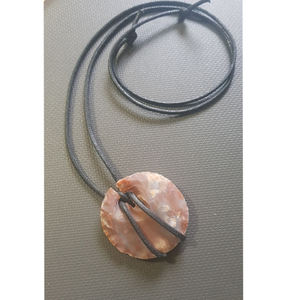Jasper Agate Pendant Round Shape Arrowhead with Leather <b>Wrap</b> Carved Healing Technique - Product Image 1