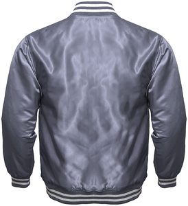 Veste longue en Satin grise avec fermeture éclair pour hommes, blouson de couleur grise - Product Image 3