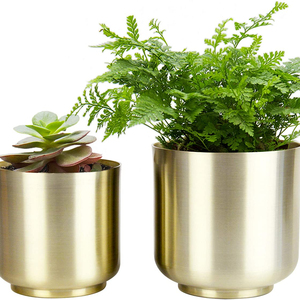 Iron Planted Pant Pots set of 2pcs <b>for</b> Home Decor brushed gold color modern design Iron Planted <b>Plant</b> Pots set of 2pcs - Product Image 1