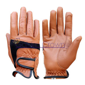 Guantes de equitación de cuero nuevo genuino para guantes de equitación ecuestres marrones de invierno - Product Image 1