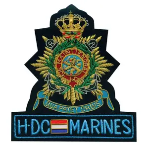 Aangepaste Hdc Hand Marines Blazer Badge Geborduurde Doek Insignes Voor School Uniform Oem Service Beschikbaar