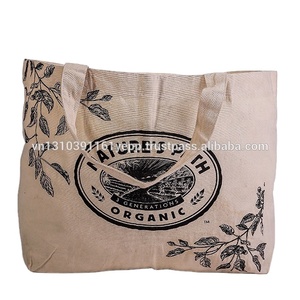 Bolso de compras de algodón personalizado de alta calidad, letra serigrafiada, correa de hombro de tamaño pequeño, reutilizable, excelente impresión - Product Image 1