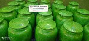 Urna de cremación de aluminio verde claro Brassworld Suministros funerarios de la India - Product Image 6