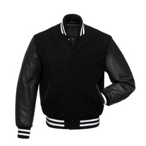 Chaqueta universitaria de manga larga hecha a medida de cuero puro, elegante abrigo de invierno con cuello levantado para hombre, ropa recubierta para exteriores a la venta - Product Image 1