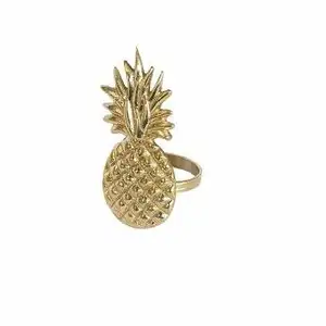 Porte-serviettes en forme d'ananas, fait à la main, 1 pièce, cool et efficace, couleur or, support de serviette, anneaux en laiton