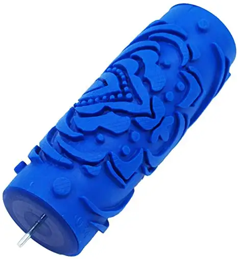 5'' Embossed Flower Pattern Paint Roller Art Decorative Painting Roller Brush DIY Tools Blue