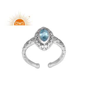 Oxidized 925 <b>Sterling</b> <b>Silver</b> Natural Blue Topaz <b>Adjustable</b> <b>Ring</b> For Women Jewelry For Women Gift For Her - Product Image 1